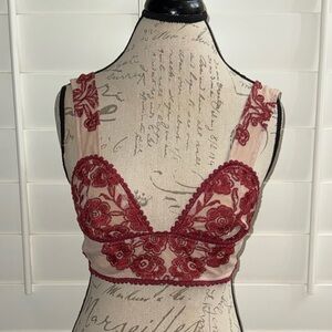 For Love & Lemons Temecula Crop Top Wine